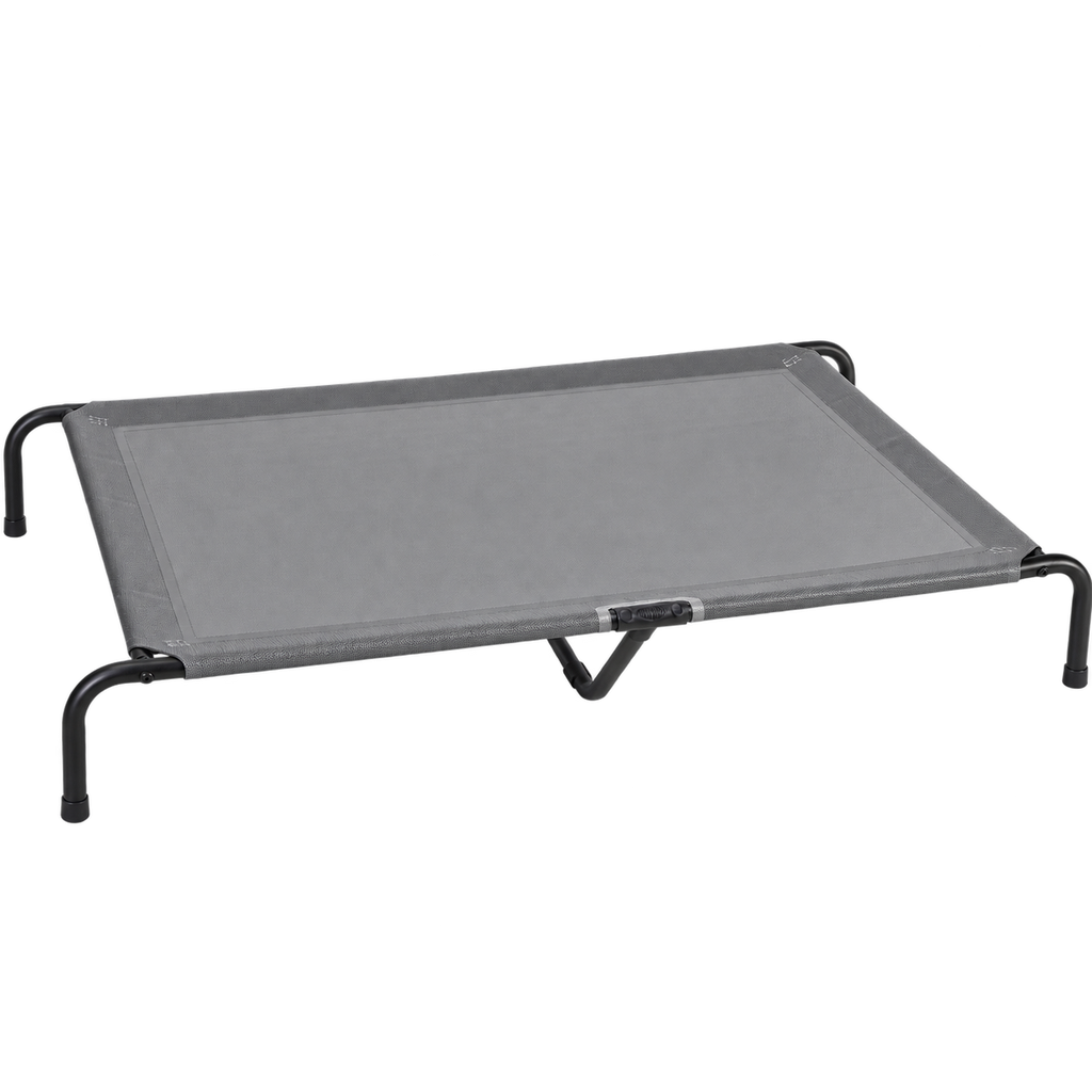 FluffyDream Elevated Cooling Dog Cot with Non-Slip Feet – Grey — Isolated product