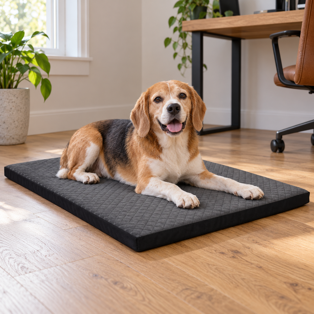 Aulase Durable Quilted Dog Crate Pad with Washable Cover & Non-Slip Base – Gray — Natural home setting
