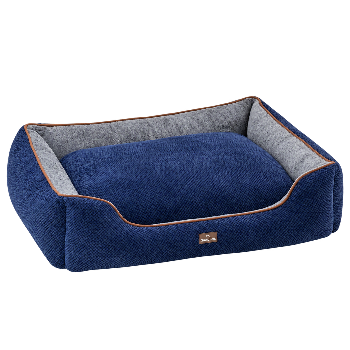 GRANDTIES XL Fluffy Dog & Cat Bed with Waterproof Non-Slip Base – Machine Washable, Navy — Isolated product