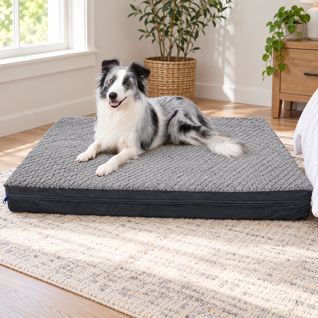 XL Reversible Waterproof Orthopedic Dog Bed with Removable Washable Cover – Dark Gray — Natural home setting