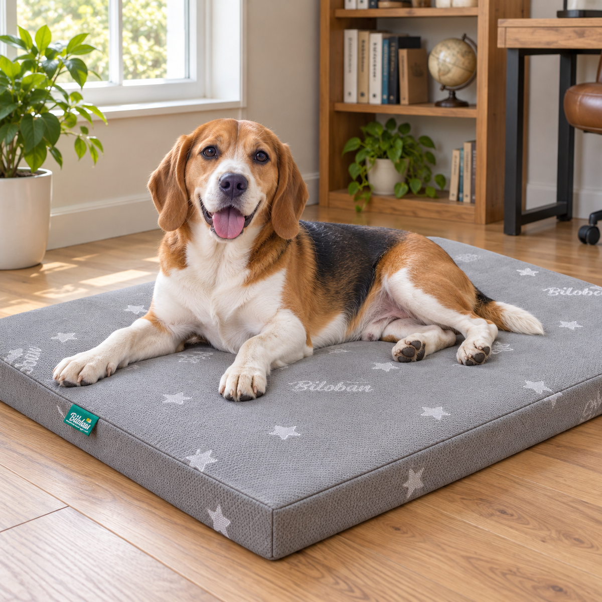 Large Waterproof Memory Foam Dog Bed Mat – Washable, Grey — Natural home setting