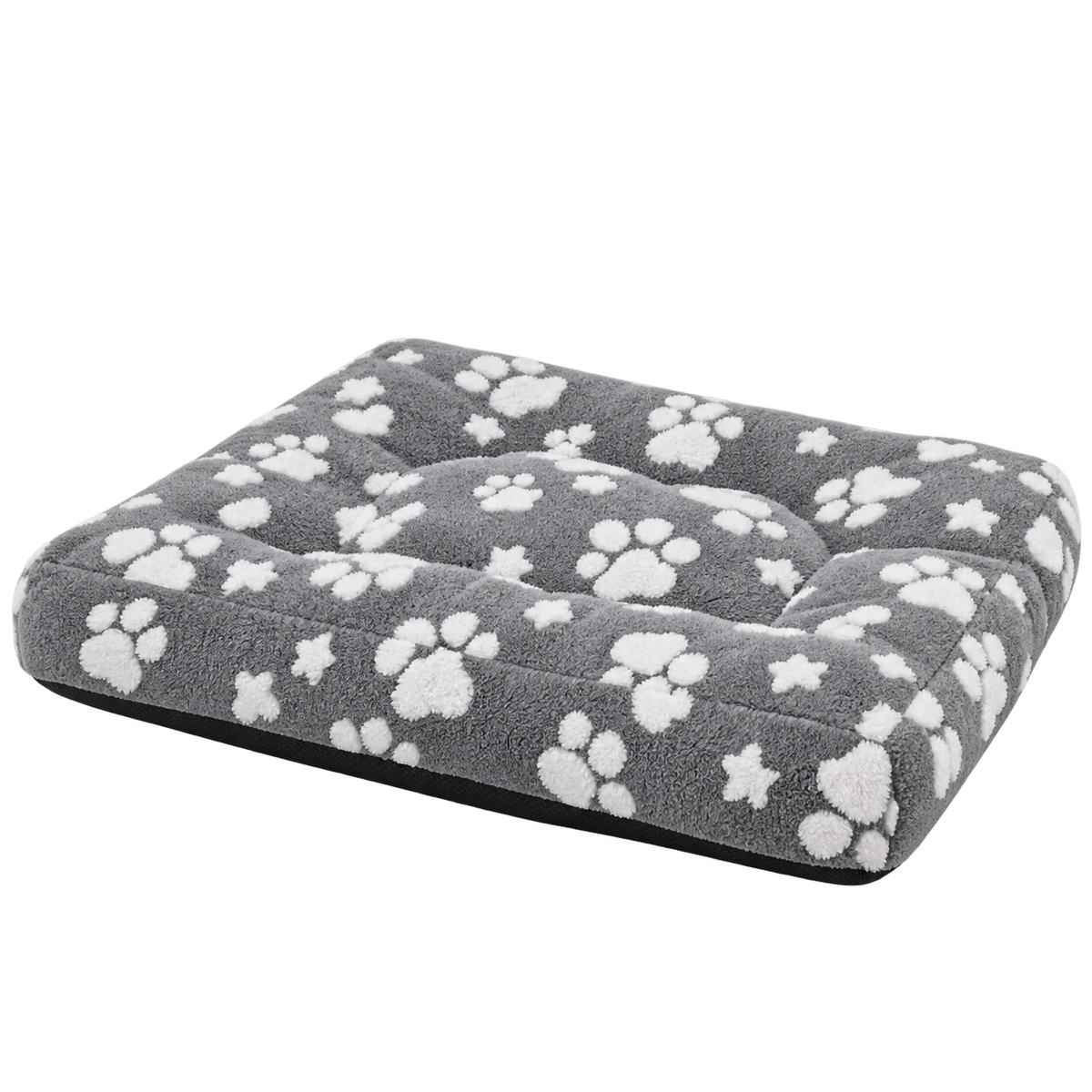 Yaning XL Fluffy Dog Crate Bed with Removable Washable Cover – Grey Paw — Isolated product