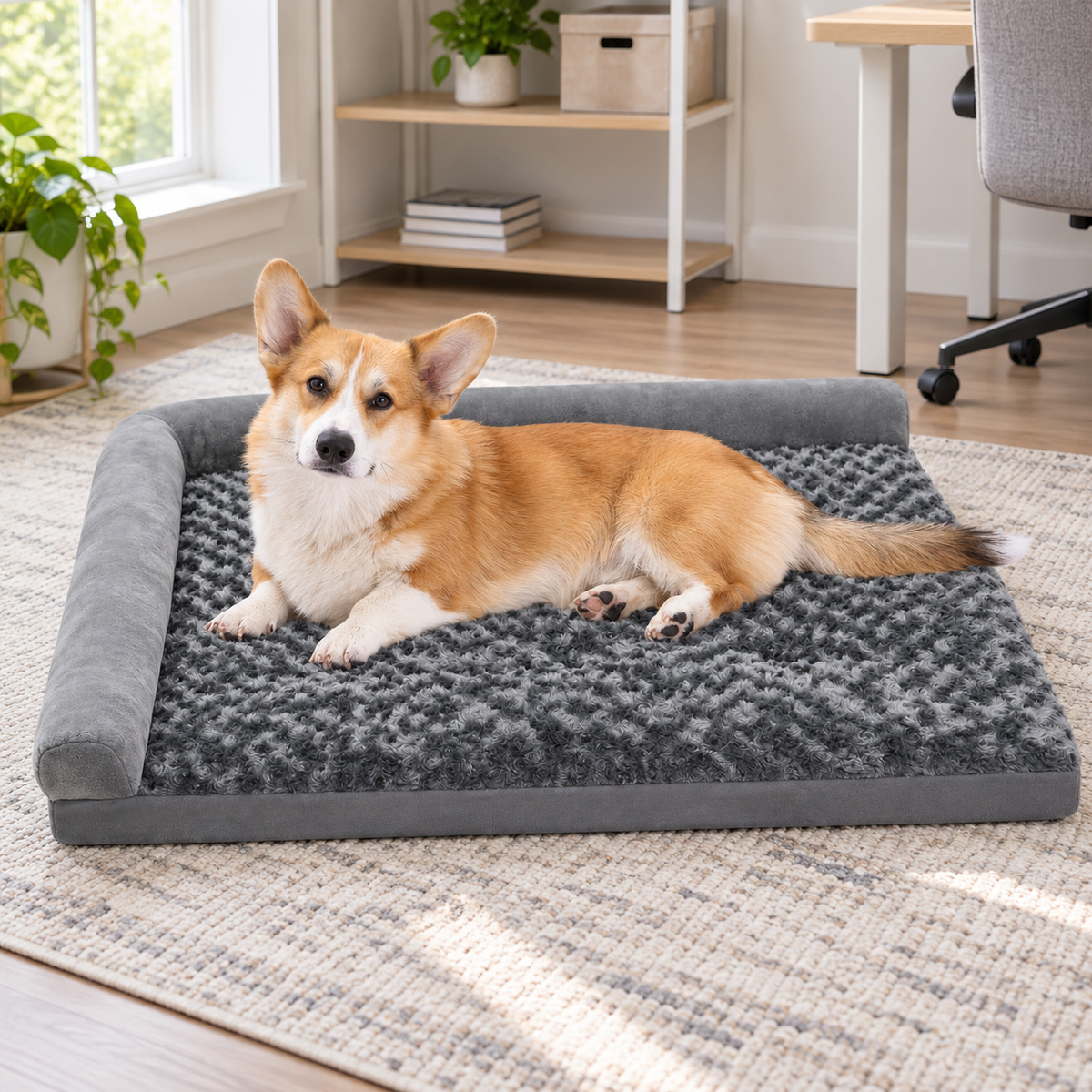 Soft Washable Dog & Cat Crate Mat with Non-Slip Base — Natural home setting