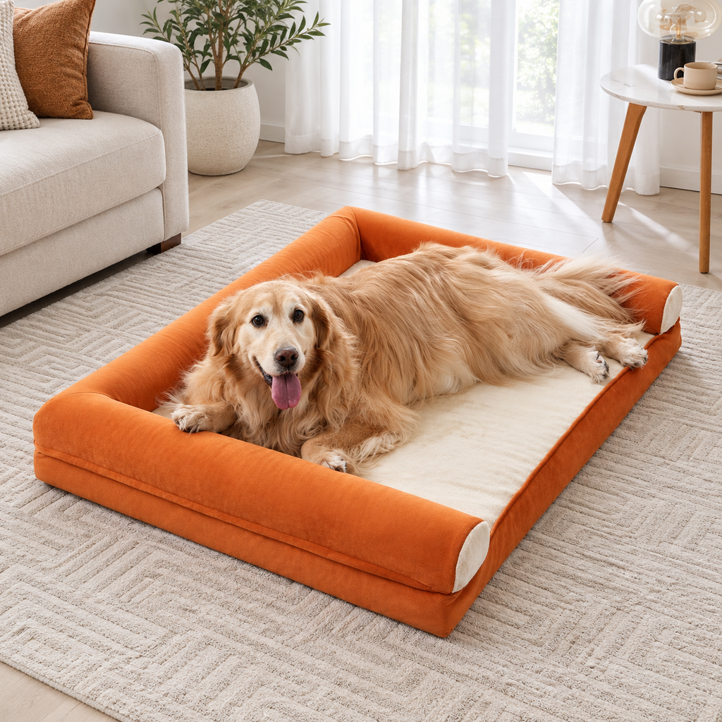 BFPETHOME XL Egg-Crate Foam Dog Sofa Bed with Washable Cover & Waterproof Lining — Natural home setting