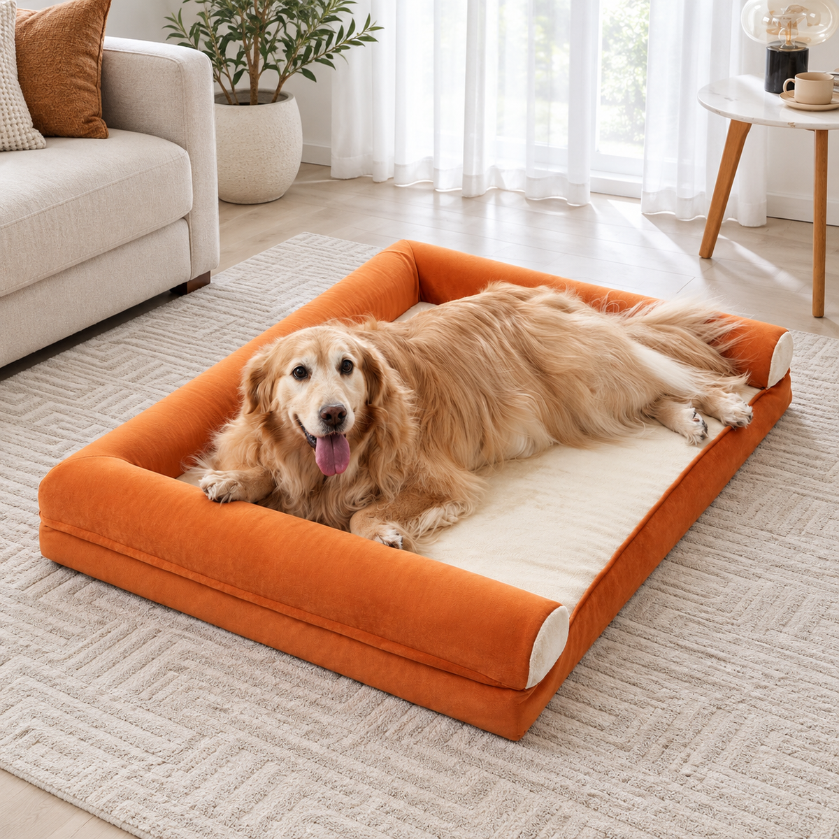 BFPETHOME XL Egg-Crate Foam Dog Sofa Bed with Washable Cover & Waterproof Lining — Natural home setting