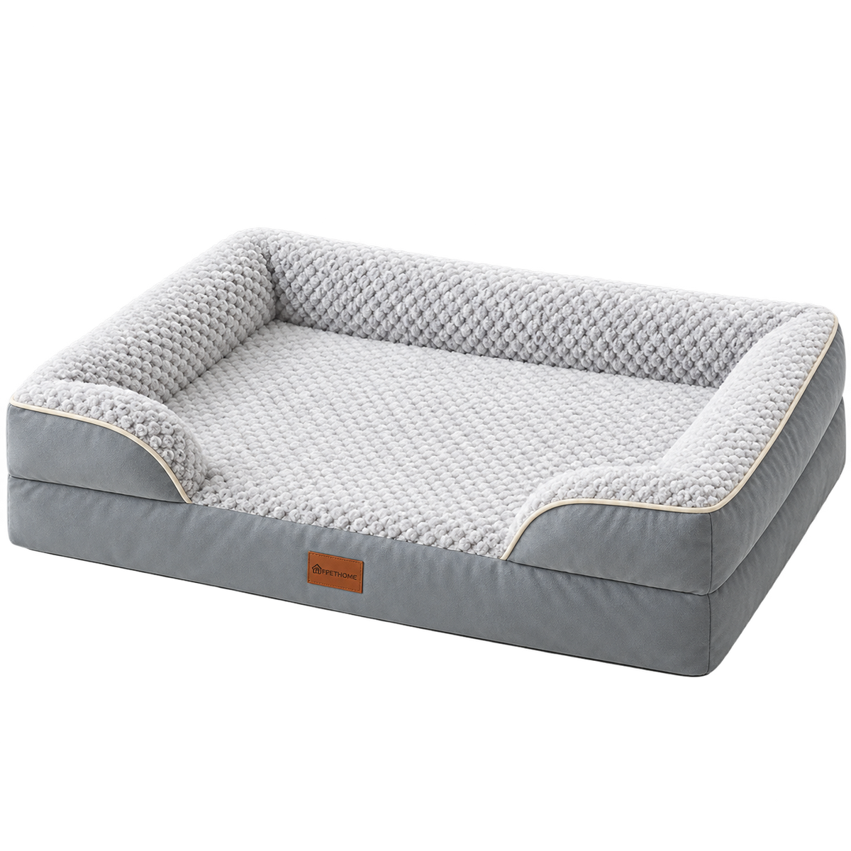 LNSSFFER Orthopedic Egg-Crate Foam Dog Sofa Bed with Removable Washable Cover – Grey — Isolated product