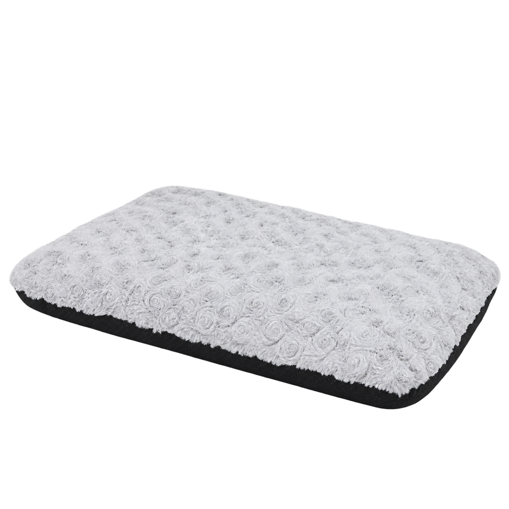 Large Fluffy Velvet Dog Crate Mat with Non-Slip Base – Washable, Grey — Isolated product