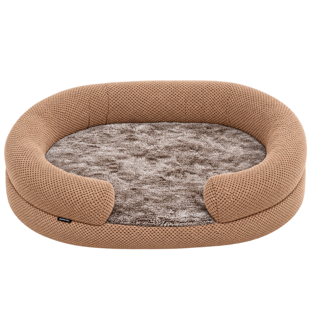 Small Round Memory Foam Dog & Cat Bed with Bolstered Sides & Removable Washable Cover — Isolated product