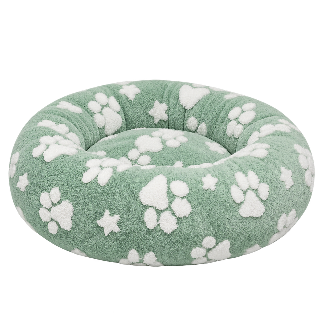 Yaning 23-Inch Donut Dog & Cat Bed with 3D Paw Texture & Removable Washable Cover – Green — Isolated product