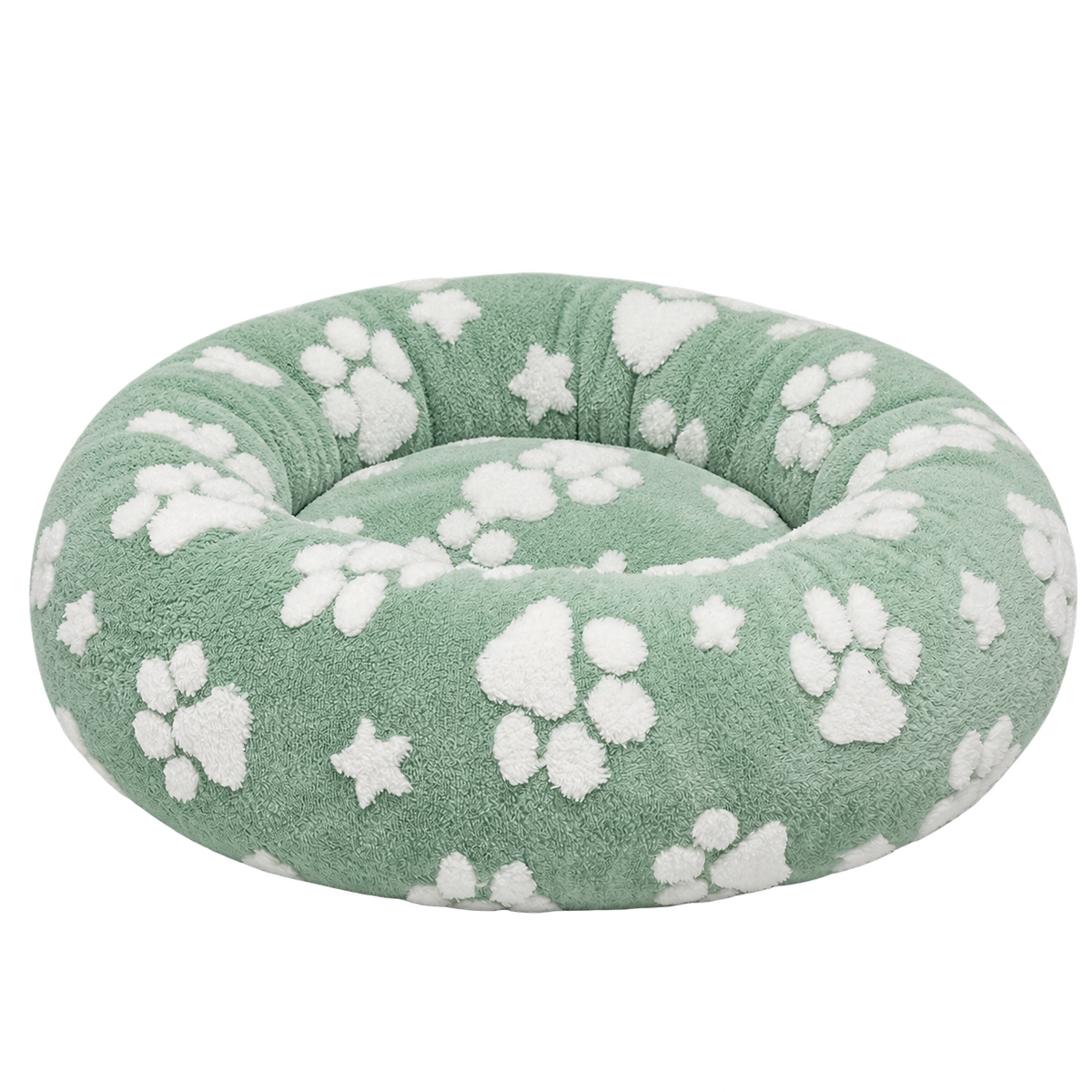 Yaning 23-Inch Donut Dog & Cat Bed with 3D Paw Texture & Removable Washable Cover – Green — Isolated product