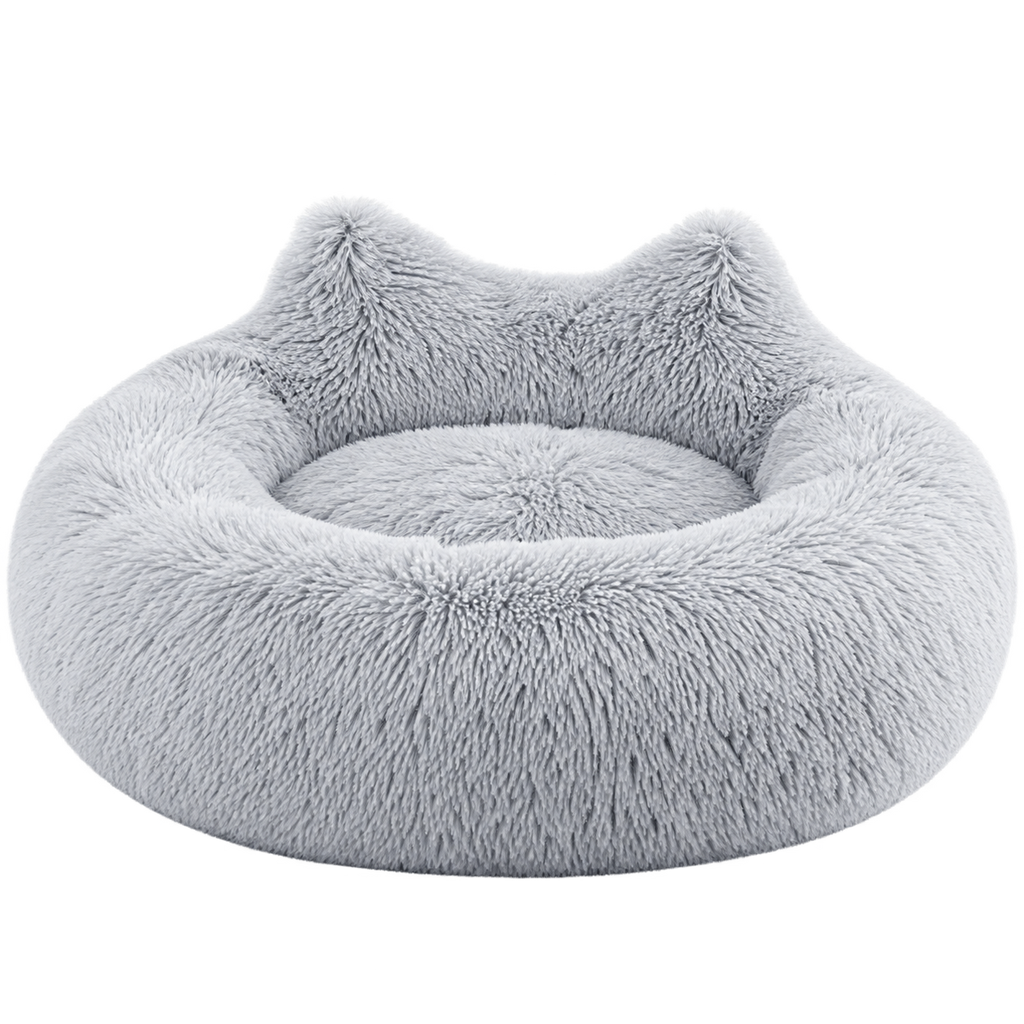 Westen Home 27-Inch Fluffy Donut Dog Bed with Non-Slip Base – Washable, Light Grey — Isolated product