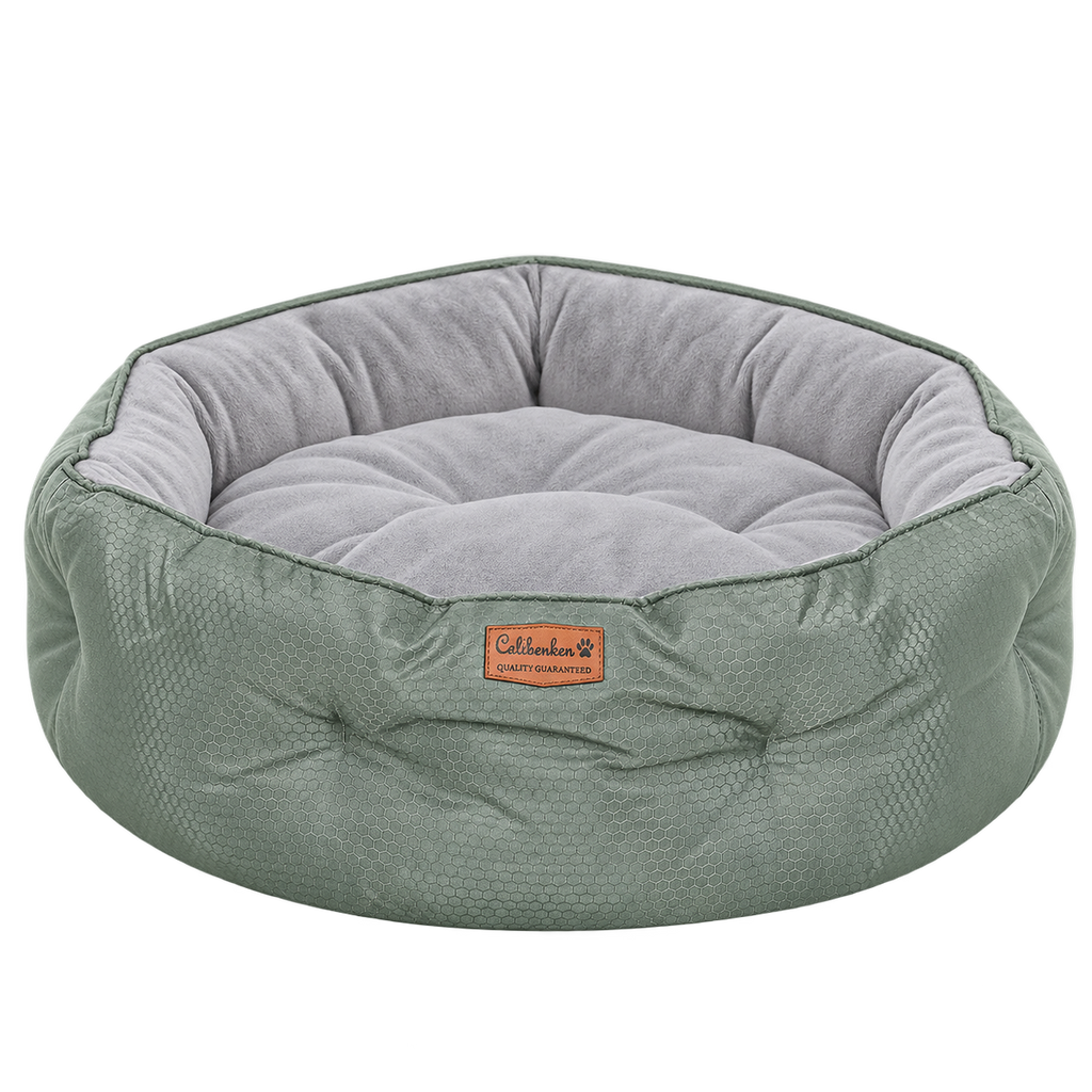 Dual-Sided Round Dog & Cat Bed with Non-Slip Base – Washable, Grey — Isolated product