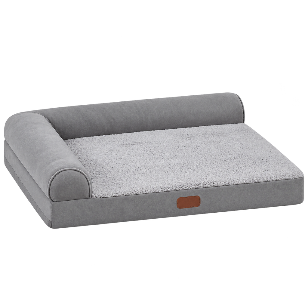 Large L-Shaped Orthopedic Memory Foam Dog Bed with Removable Washable Cover — Isolated product