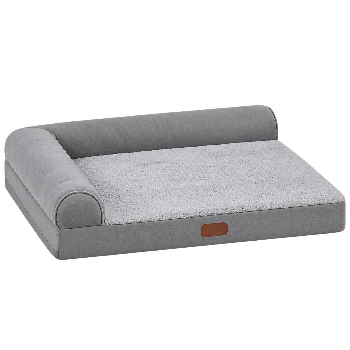 Large L-Shaped Orthopedic Memory Foam Dog Bed with Removable Washable Cover — Isolated product