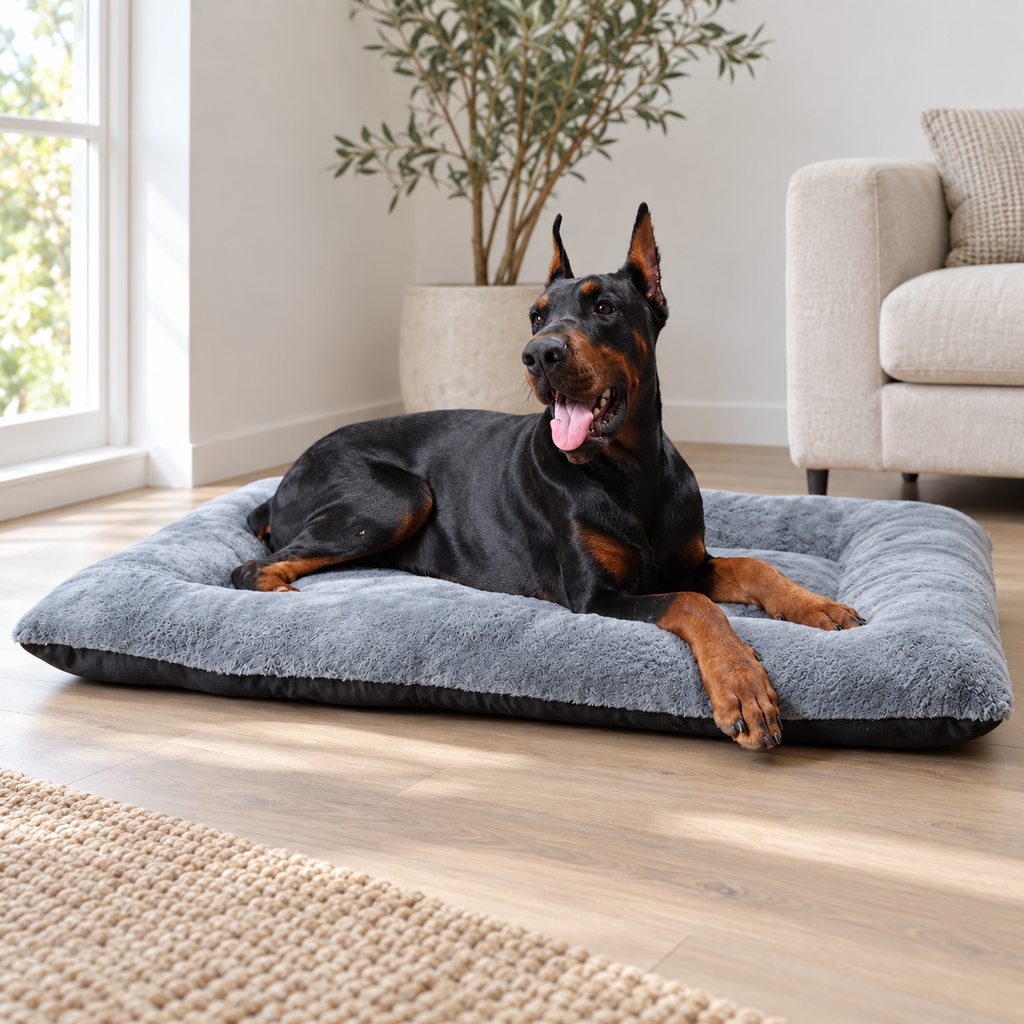 Large Ultra-Soft Dog Crate Mat with Non-Slip Base – Washable, Dark Grey — Natural home setting