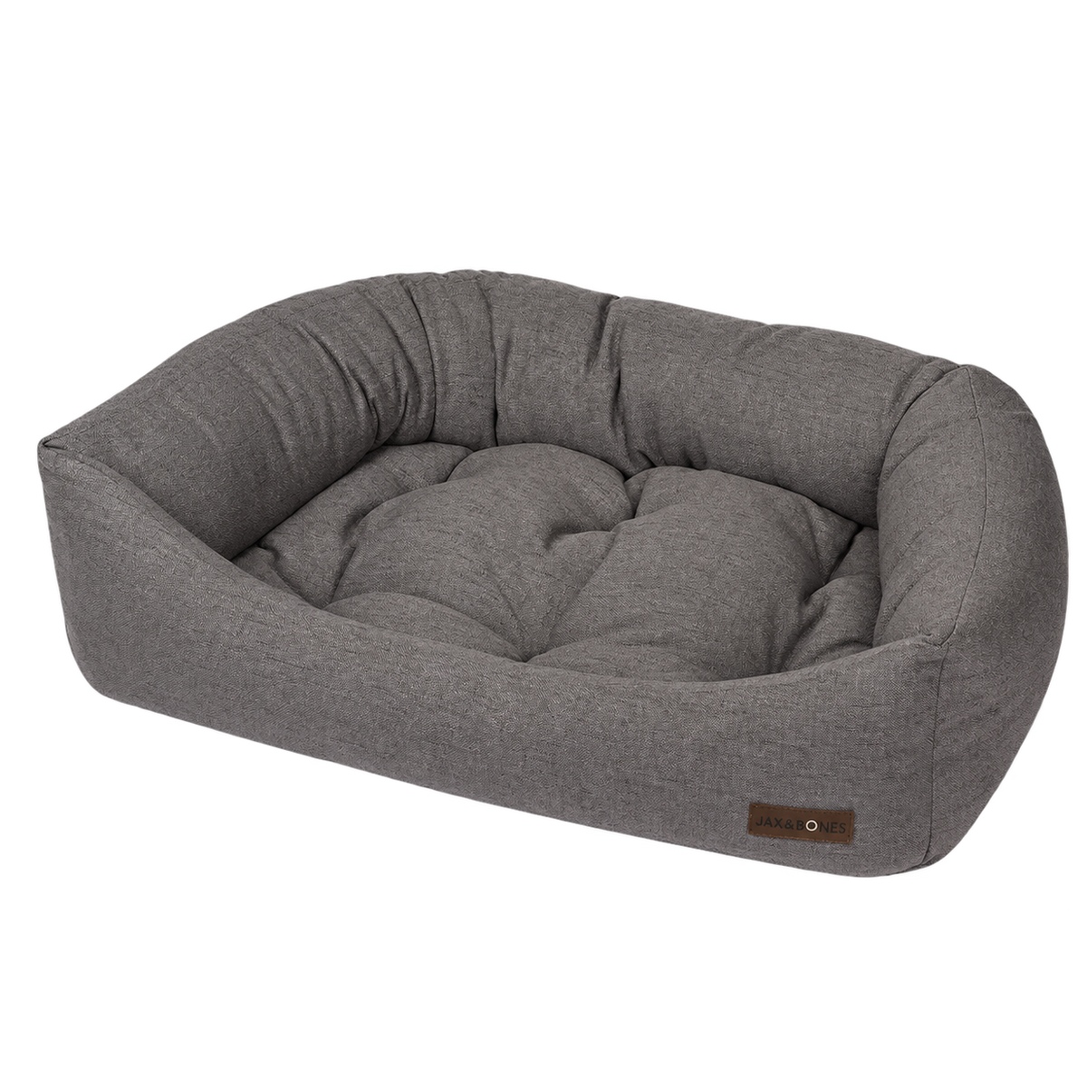 Jax & Bones Dog Bed Napper - Lark Graphite Machine Washable Bed for Dogs - Extra Heavy Duty Bolstered Sides - Large Grey Dog Mat Beds | 40 x 32 Inches — Product detail on transparent background