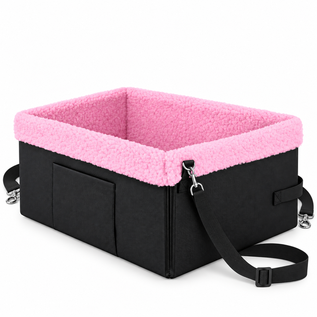 Novolab Foldable Pet Booster Car Seat with Metal Frame – Pink, Up to 30 lbs – product detail