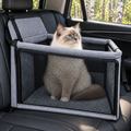 Oxford & Mesh Pet Car Seat with Support Frame – Grey, Up to 35 lbs – with cat in a car
