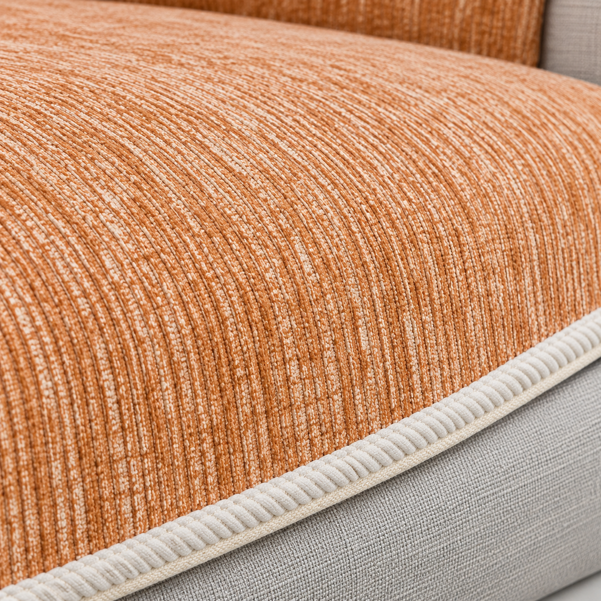 Rosygulls Striped Chenille Sofa Seat Cover – Orange, 35 × 63 in — fabric detail