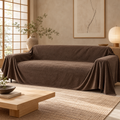MYSKY HOME Oversized Non-Slip Sofa Cover – Dark Brown, 91 × 134 in – living room