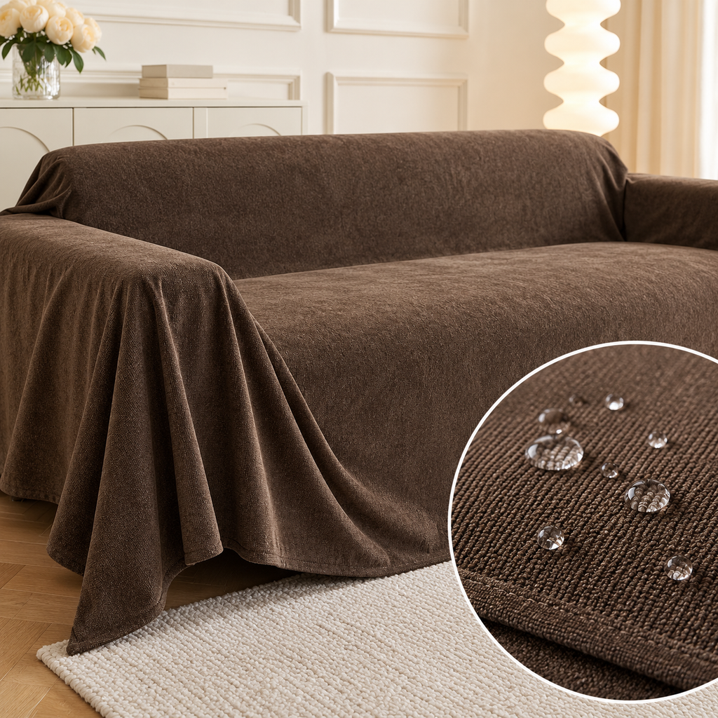 MYSKY HOME Oversized Non-Slip Sofa Cover – Dark Brown, 91 × 134 in – fabric detail