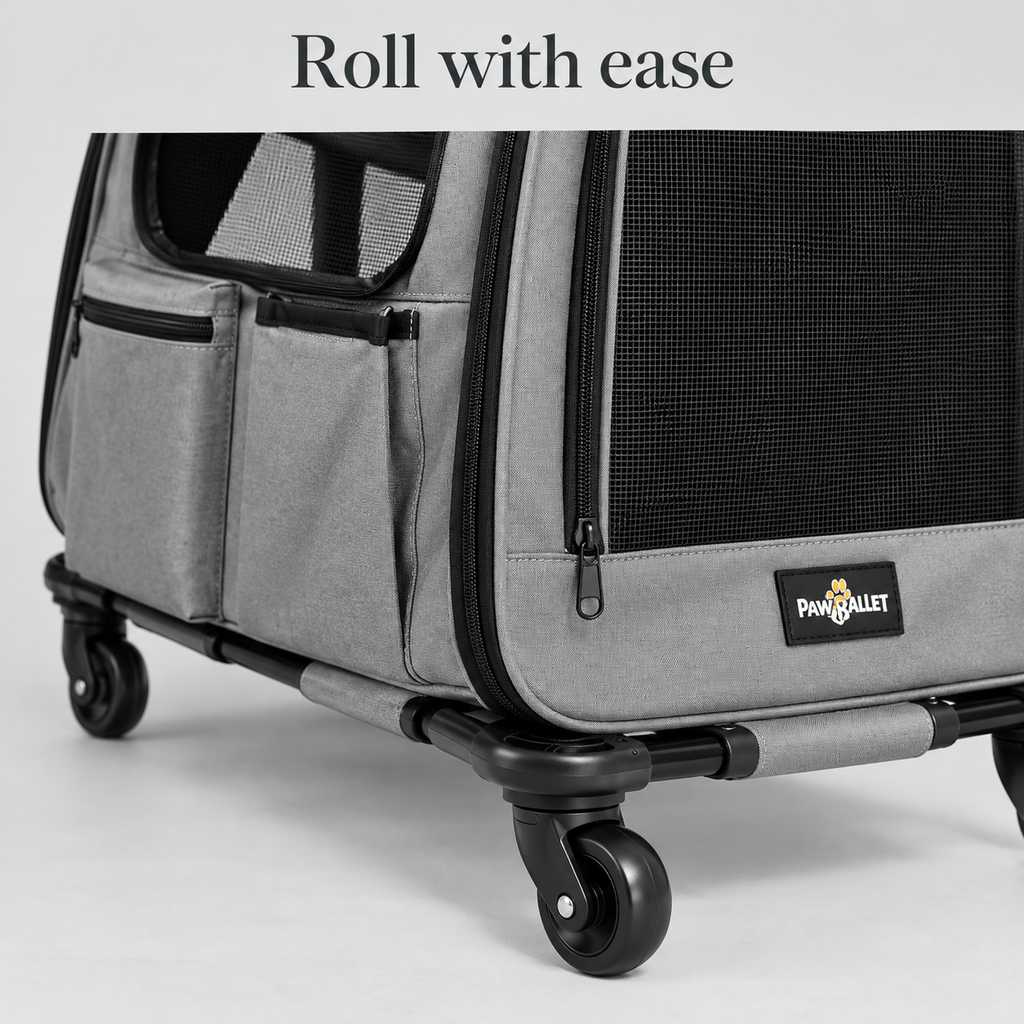 Detail of rolling carrier wheels and base