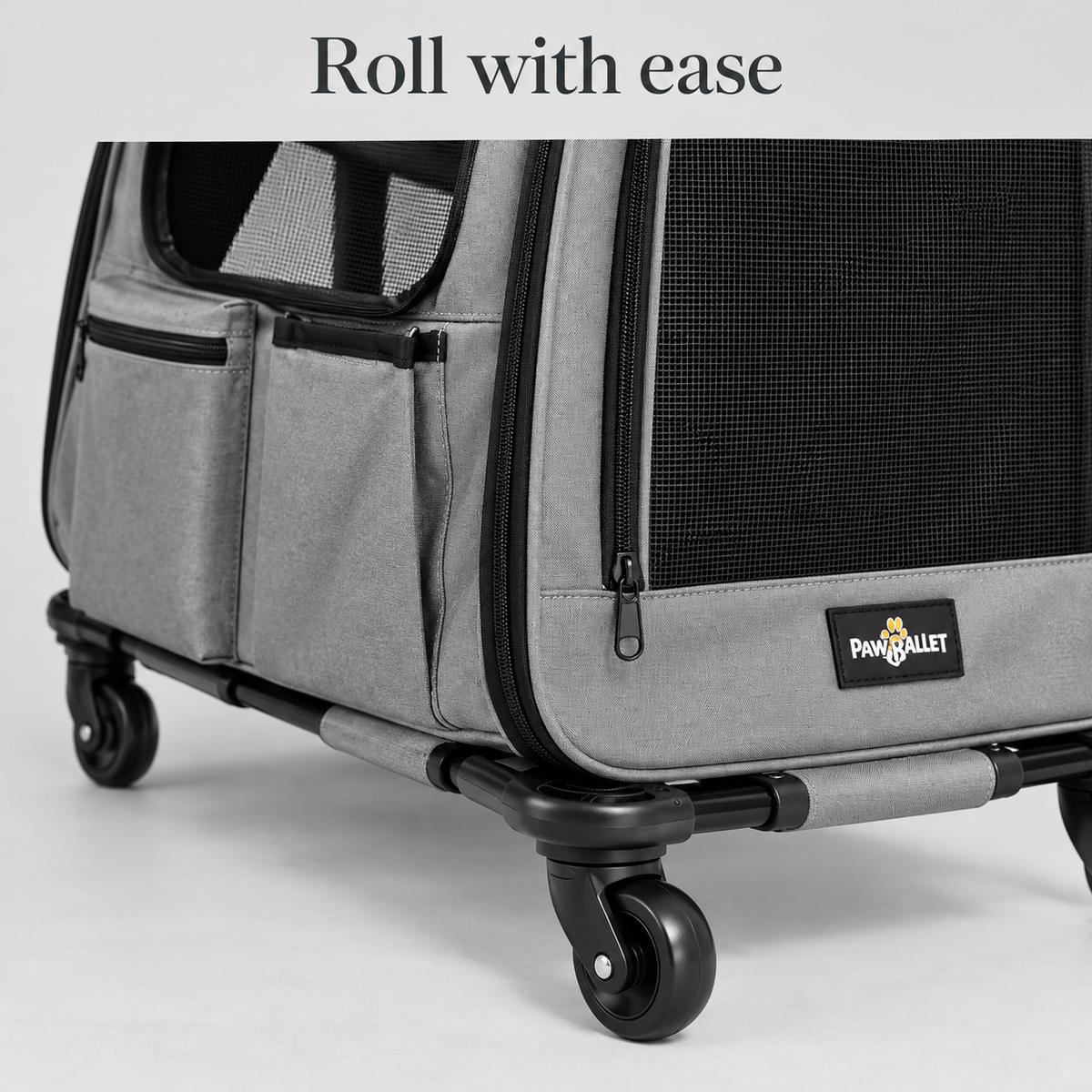 Detail of rolling carrier wheels and base