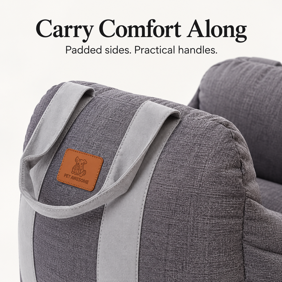 PET AWESOME padded seat and carry handle close-up