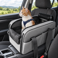 Grey PETSFIT convertible console carrier with a ginger and white cat