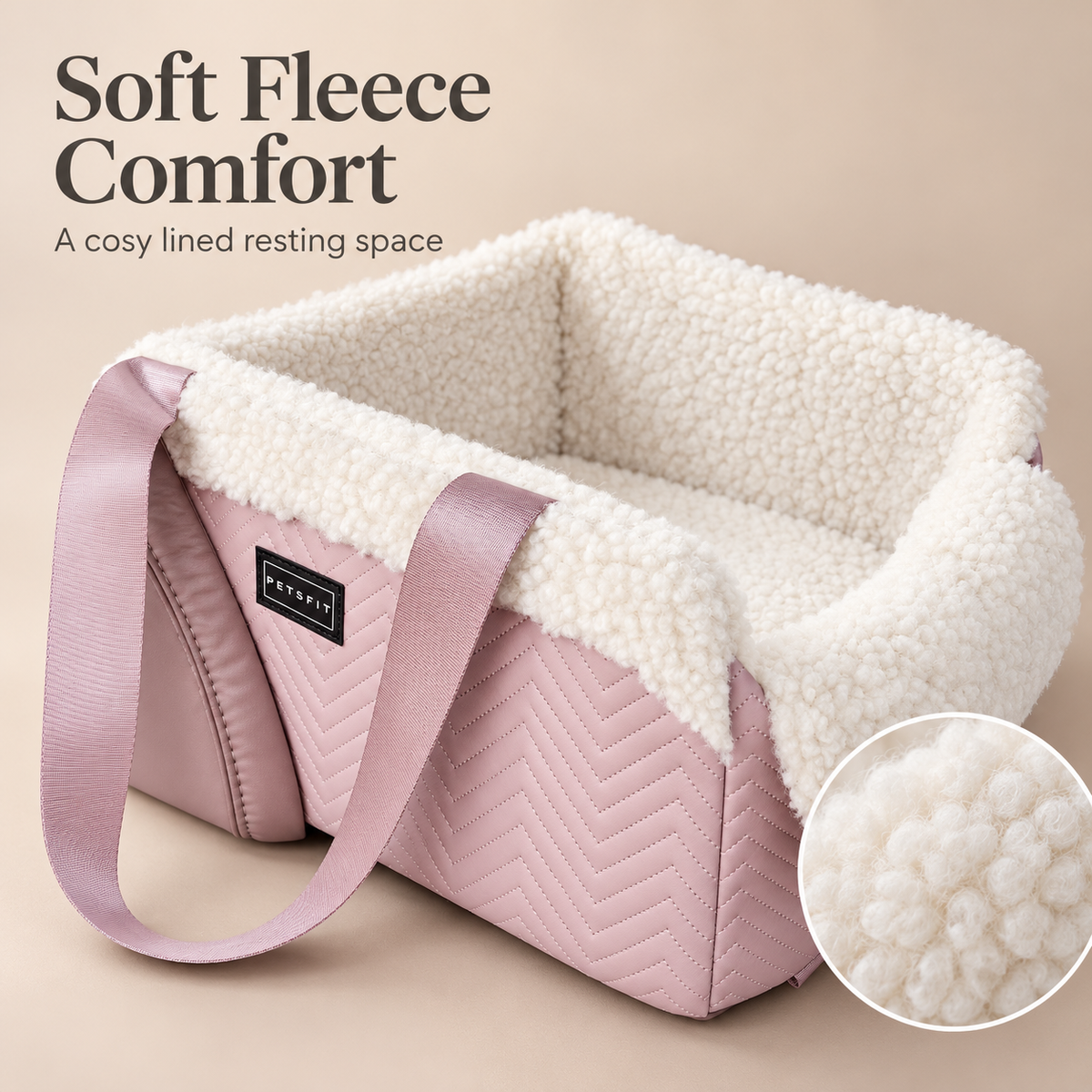 Soft fleece lining and stitched pink exterior detail