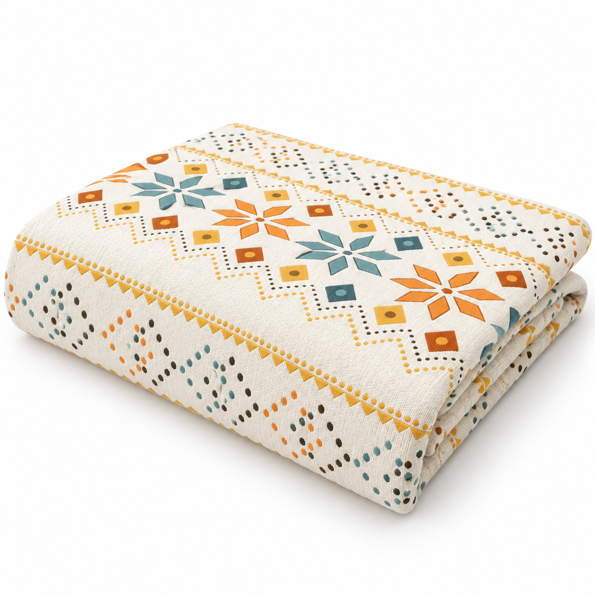 Rosygulls Geometric Chenille Sofa Cover – Off-White, 110 × 210 cm – product view