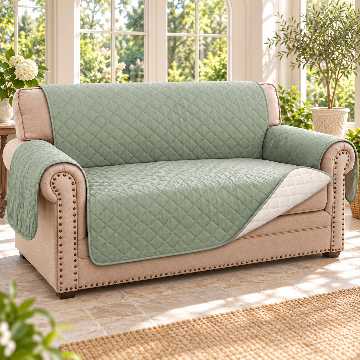 Turquoize Waterproof Loveseat Protector – Sage, 54 in – living room