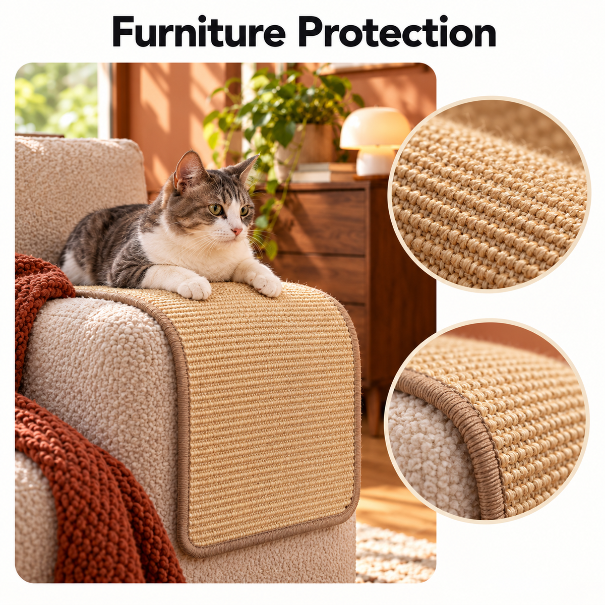 Thick Cat Wall Scratcher Carpet & Sofa Protector – Brown – Furniture Protection