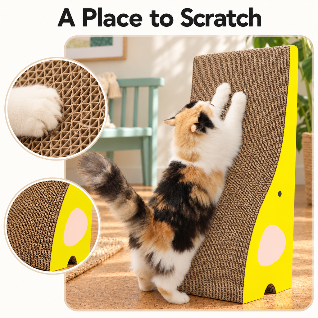 TanoFalo Elephant-Shaped Reversible Cardboard Cat Scratcher with Catnip – Yellow – A Place to Scratch