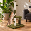 Happi N Pets 34-Inch Sisal Cat Scratching Post with Self-Groomer & Hanging Toys – Green – cat and product in a home setting
