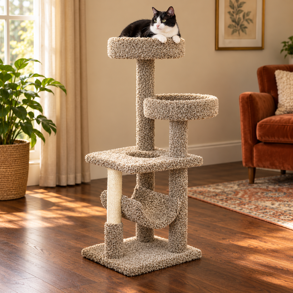 New Cat Condos 140009-Neutral Large Cat Play Gym Cat Tree – Alternative view in the same room