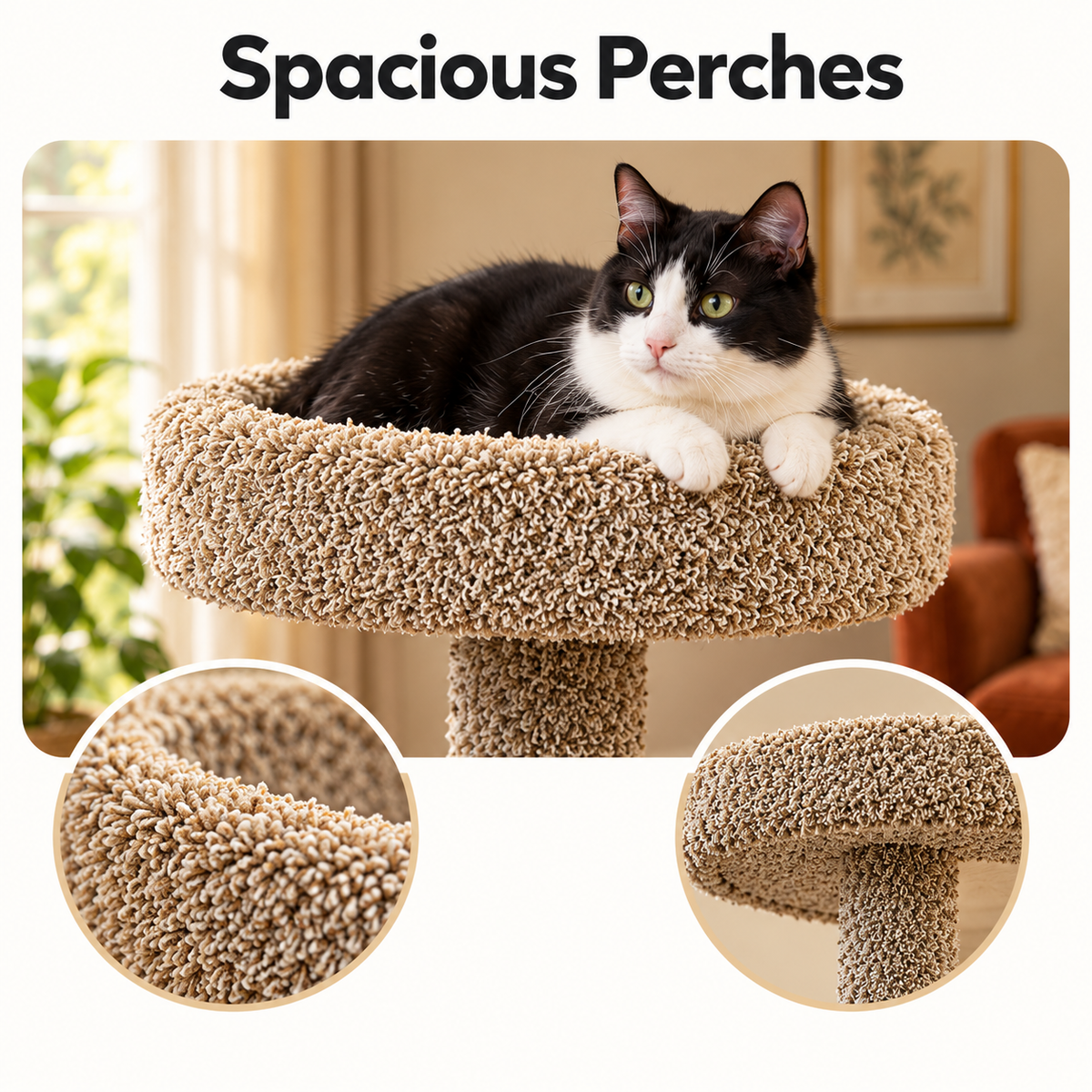 New Cat Condos 140009-Neutral Large Cat Play Gym Cat Tree – Spacious Perches