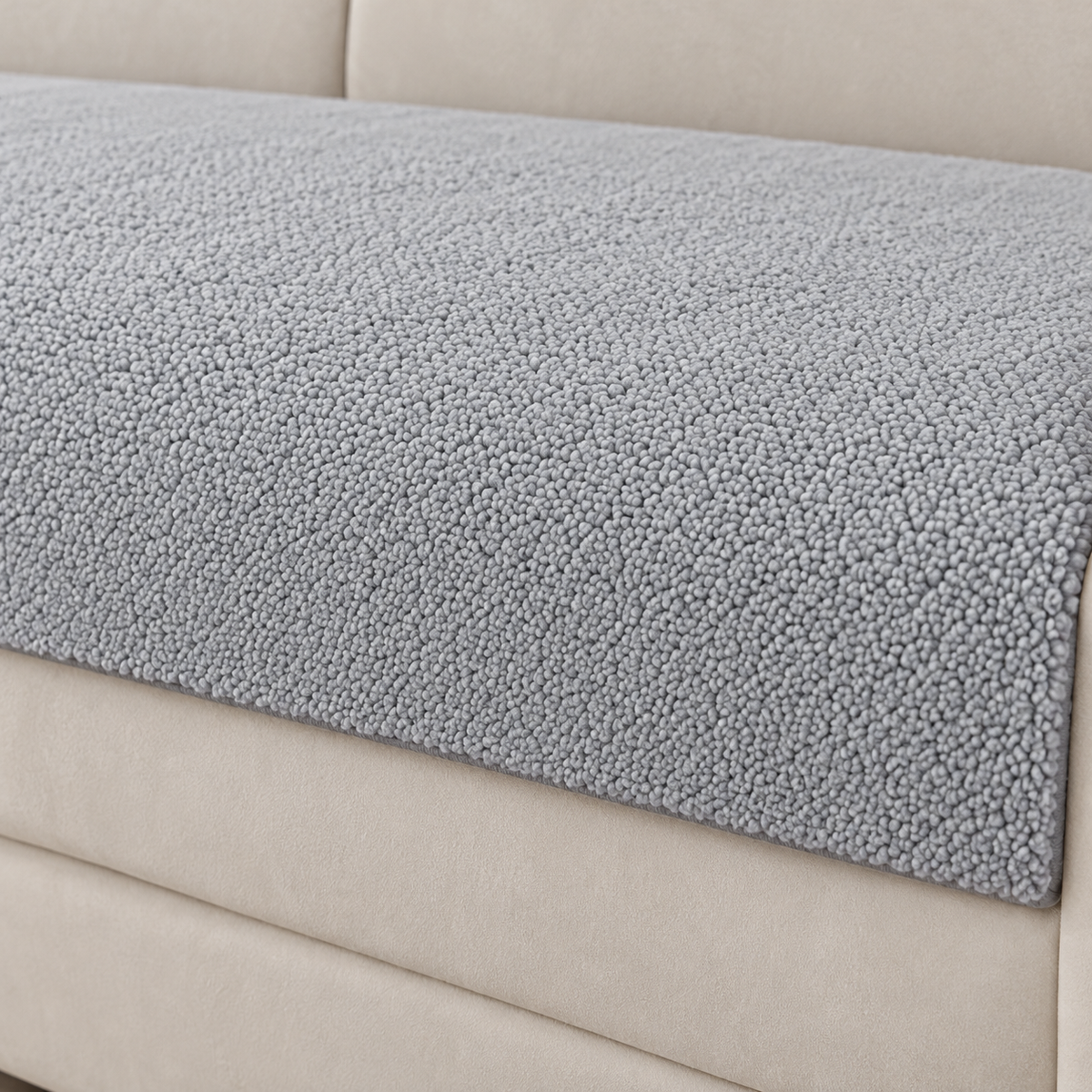 MELLYKORAN Sherpa Fleece Sofa Panel – Light Grey, 36 × 47 in — fabric detail