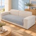 MELLYKORAN Sherpa Fleece Sofa Panel – Light Grey, 36 × 47 in — in a living room