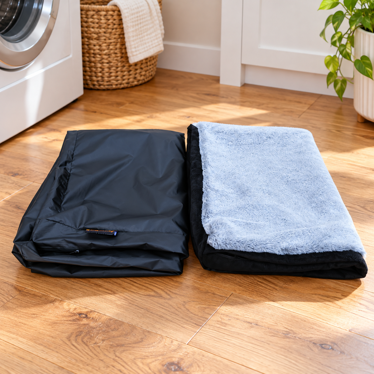 Snugcubby XL Waterproof Replacement Dog Bed Cover – Washable – cover and liner in home setting