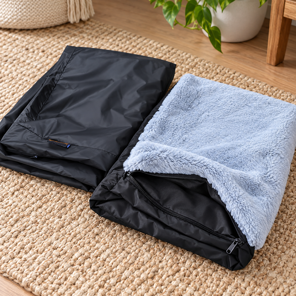 Snugcubby XL Waterproof Replacement Dog Bed Cover – Washable – fabric and zipper detail