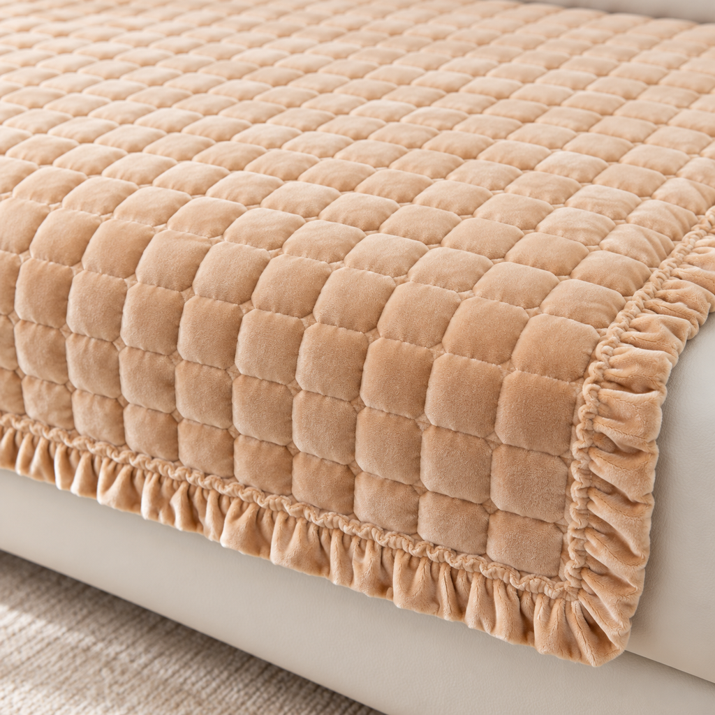 TAOMOCASTL Velvet Sofa Seat Cover – Beige, 36 × 51 in – fabric detail