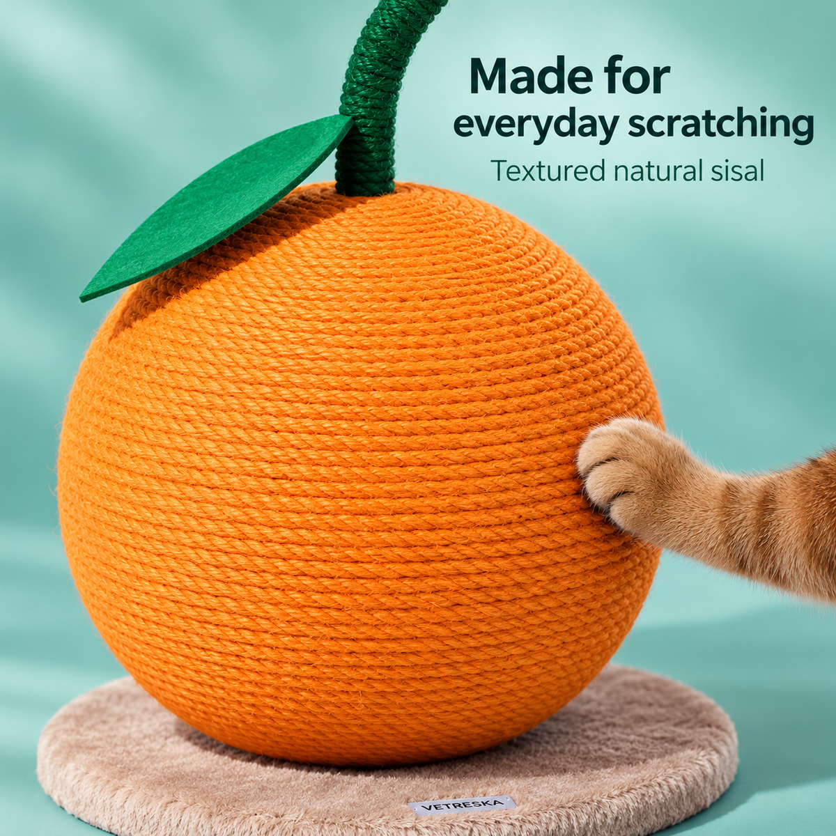 Close-up of the orange sisal scratching texture