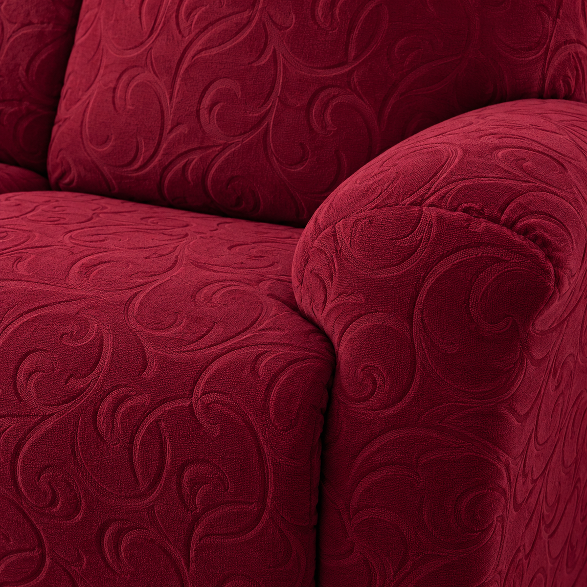 YUEANG Stretch Reclining Sofa Cover Set – Wine Red, Three Seat — fabric detail