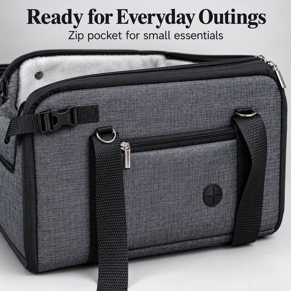YUDODO zip pocket and carry strap detail